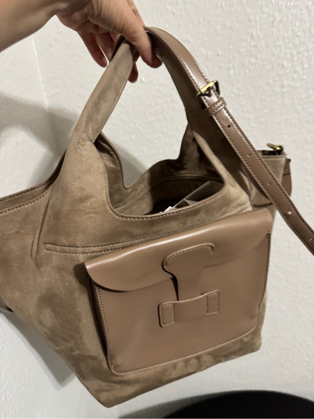 Anthropologie Faux Suede Ryan Tote in Taupe